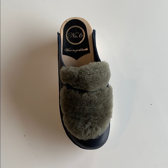 No. 6 Fur Slide in indigo storm - Picture 2 of 4